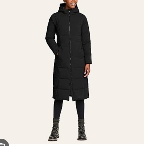 Eddie Bauer Glacier Peak Seamless Black Long Down Puffer Coat Jacket - Picture 12 of 14